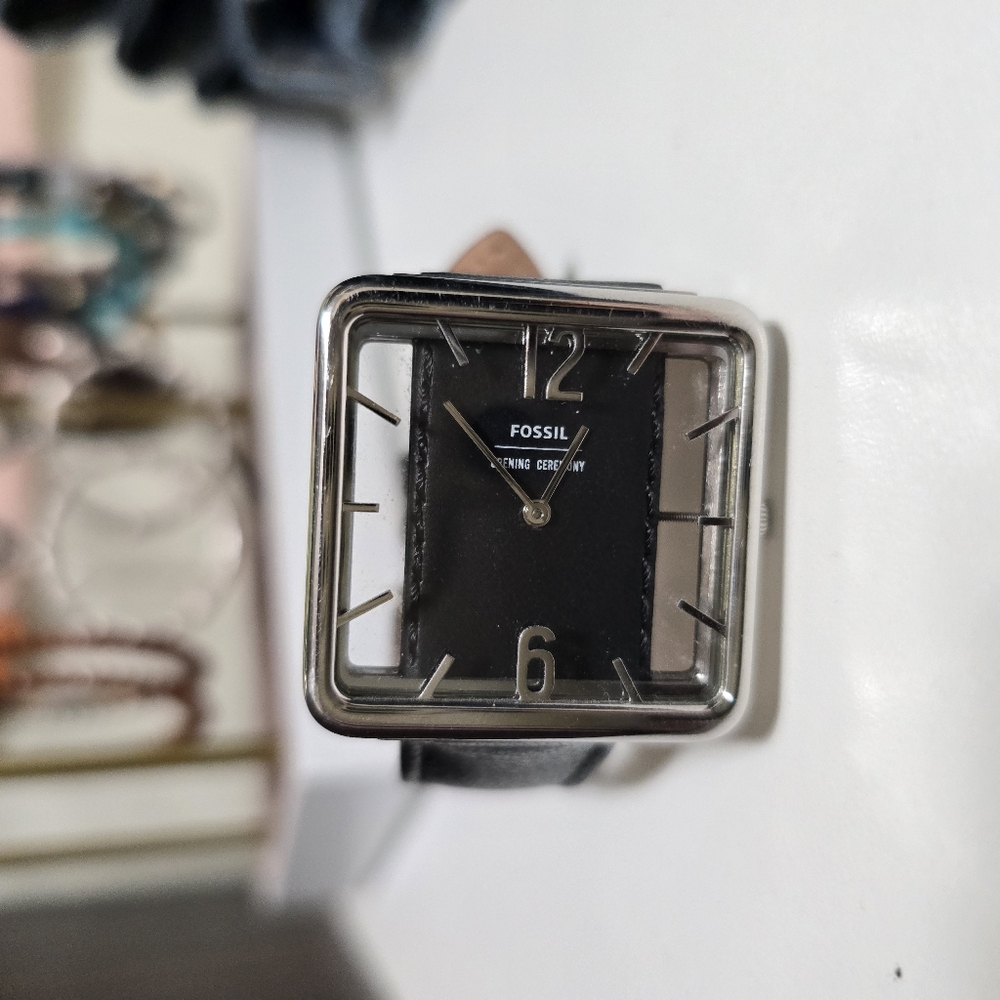 clear face fossil watch